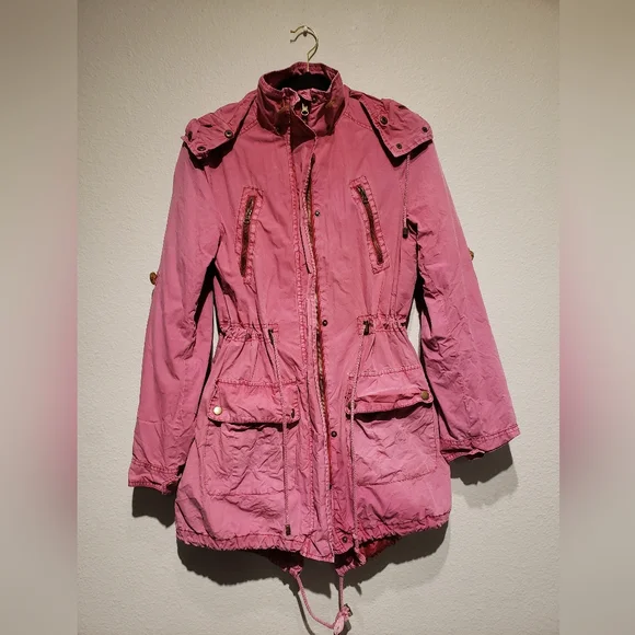 Pink Utility Jacket with Removable Hood by G.H. Bass & Co - Picture 1 of 7